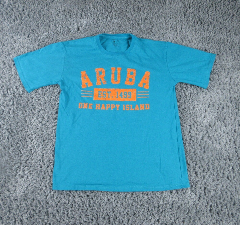 Aruba Shirt Mens Large Blue Short Sleeve Graphic Tee